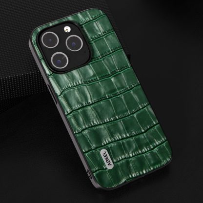 For iPhone 14 ABEEL Crocodile Texture Genuine Leather Phone Case(Green) - Image 2