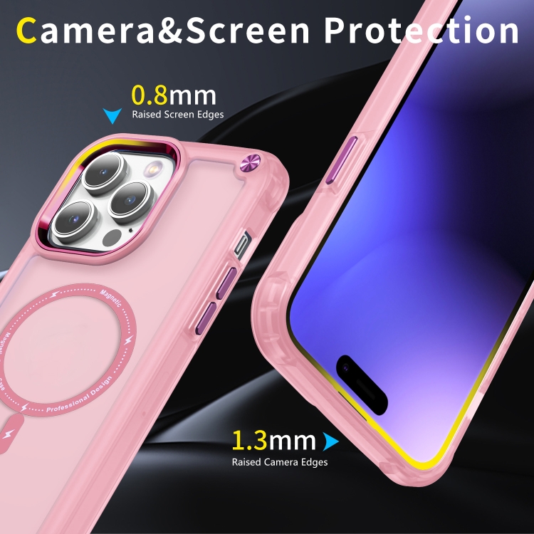 For iPhone 14 Skin Feel TPU + PC MagSafe Magnetic Phone Case(Transparent Pink) - Image 4