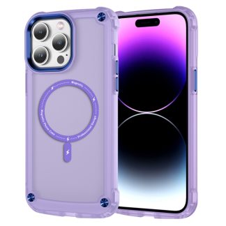 For iPhone 14 Pro Skin Feel TPU + PC MagSafe Magnetic Phone Case(Transparent Purple)