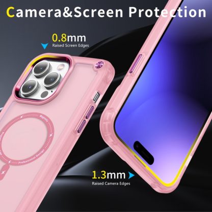 For iPhone 13 Pro Max Skin Feel TPU + PC MagSafe Magnetic Phone Case(Transparent Pink) - Image 4