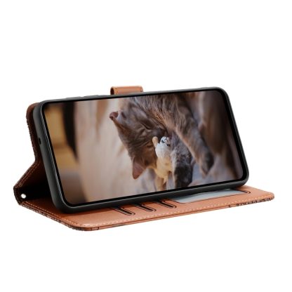 For iPhone 15 Plus Cat Embossing Pattern Leather Phone Case with Lanyard(Brown) - Image 4