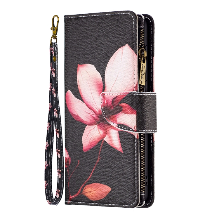 For iPhone 15 Plus Colored Drawing Pattern Zipper Phone Leather Case(Lotus) - Image 2