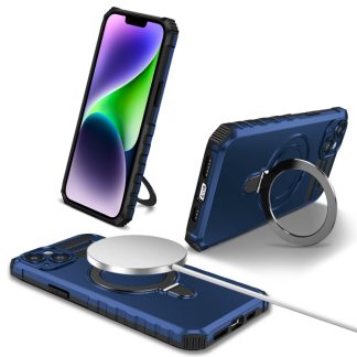 For iPhone 15 MagSafe Magnetic Holder Phone Case(Blue)