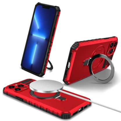 For iPhone 13 Pro MagSafe Magnetic Holder Phone Case(Red)