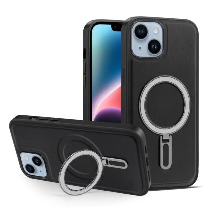 For iPhone 14 MagSafe Magnetic Holder Phone Case(Black)