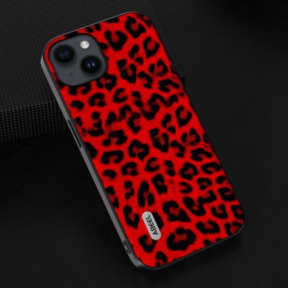 For iPhone 14 ABEEL Black Edge Leopard Phone Case(Red Leopard) - Image 2