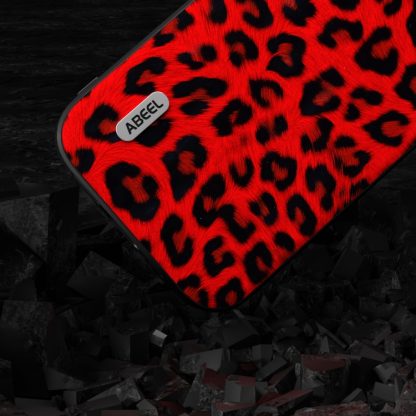 For iPhone 14 ABEEL Black Edge Leopard Phone Case(Red Leopard) - Image 3