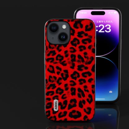 For iPhone 14 ABEEL Black Edge Leopard Phone Case(Red Leopard) - Image 4