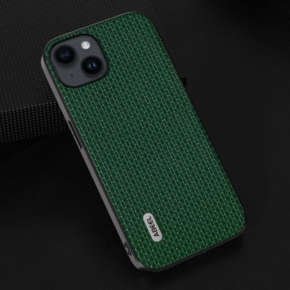 For iPhone 15 Plus ABEEL Genuine Leather Luxury Black Edge Phone Case(Night Green) - Image 2