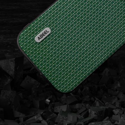 For iPhone 15 Plus ABEEL Genuine Leather Luxury Black Edge Phone Case(Night Green) - Image 3