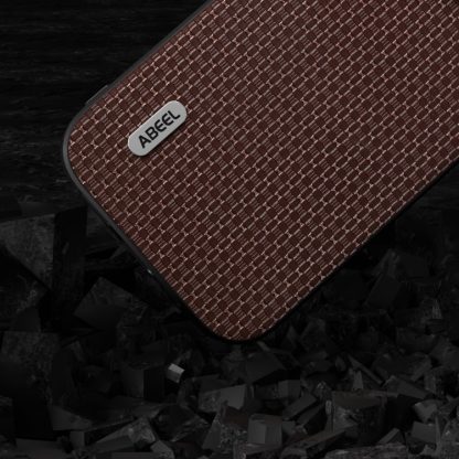 For iPhone 14 ABEEL Genuine Leather Luxury Black Edge Phone Case(Coffee) - Image 3