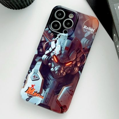 For iPhone 11 Pro Max Painted Pattern Precise Hole PC Phone Case(Orange Robot)