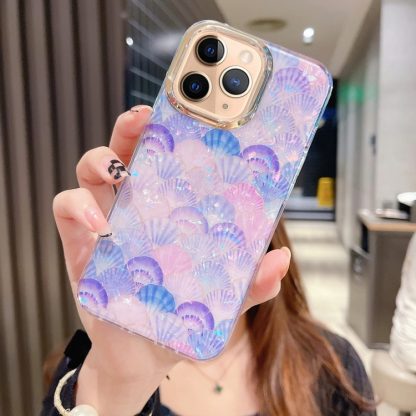 For iPhone 11 Pro Colorful Crystal Shell Pattern PC + TPU Phone Case(Scallop Purple)