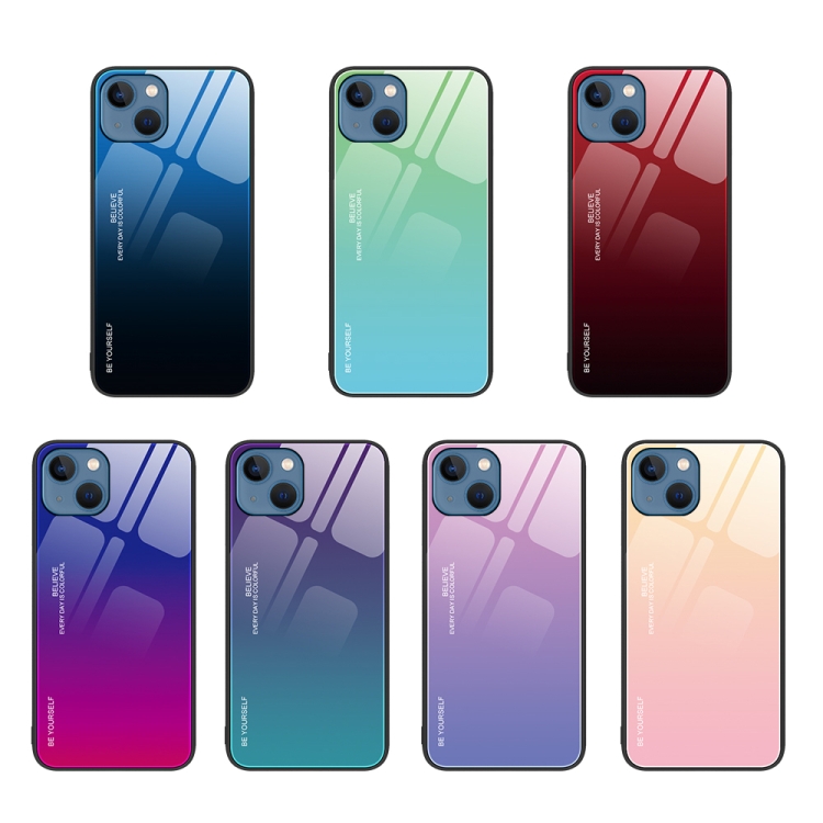 For iPhone 15 Gradient Color Glass Phone Case(Purple Red) - Image 2