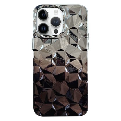 For iPhone 13 Pro Max Electroplating Honeycomb Edged TPU Gradient Phone Case(Black)