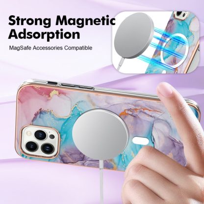 For iPhone 13 Pro Max Marble Pattern Dual-side IMD Magsafe TPU Phone Case(Blue Marble) - Image 3