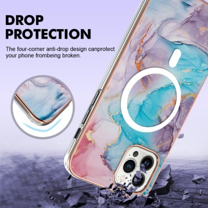 For iPhone 13 Pro Max Marble Pattern Dual-side IMD Magsafe TPU Phone Case(Blue Marble) - Image 4