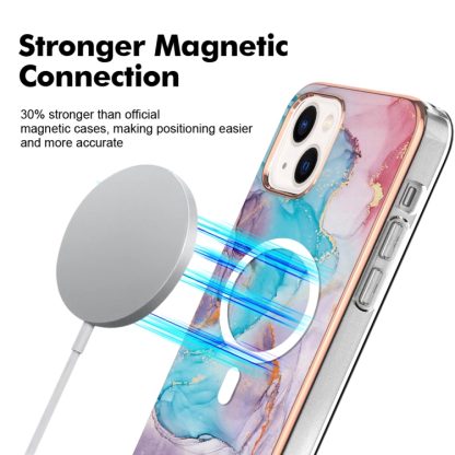 For iPhone 14 Marble Pattern Dual-side IMD Magsafe TPU Phone Case(Blue Marble) - Image 2