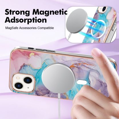 For iPhone 14 Marble Pattern Dual-side IMD Magsafe TPU Phone Case(Blue Marble) - Image 3