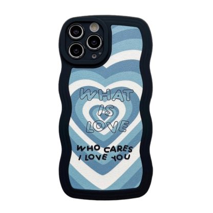 For iPhone 14 Pro Max Wavy Lambskin Love TPU Phone Case(Blue)