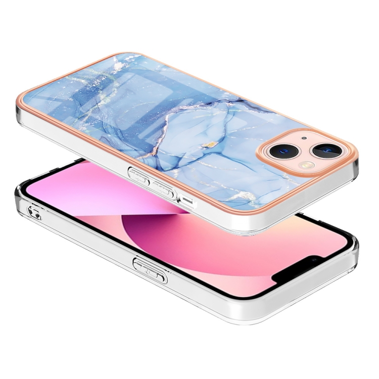 For iPhone 15 Electroplating Marble Dual-side IMD Phone Case(Blue 018) - Image 3