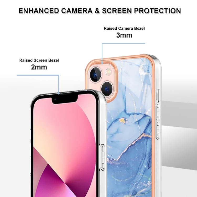 For iPhone 15 Electroplating Marble Dual-side IMD Phone Case(Blue 018) - Image 4