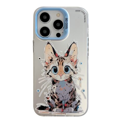 For iPhone 13 Pro Animal Pattern Oil Painting Series PC + TPU Phone Case(Stupid Cat)