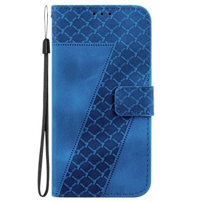 For iPhone 14 7-shaped Embossed Leather Phone Case(Blue) - Image 2