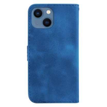 For iPhone 14 7-shaped Embossed Leather Phone Case(Blue) - Image 3