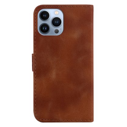 For iPhone 13 Pro Max 7-shaped Embossed Leather Phone Case(Brown) - Image 3