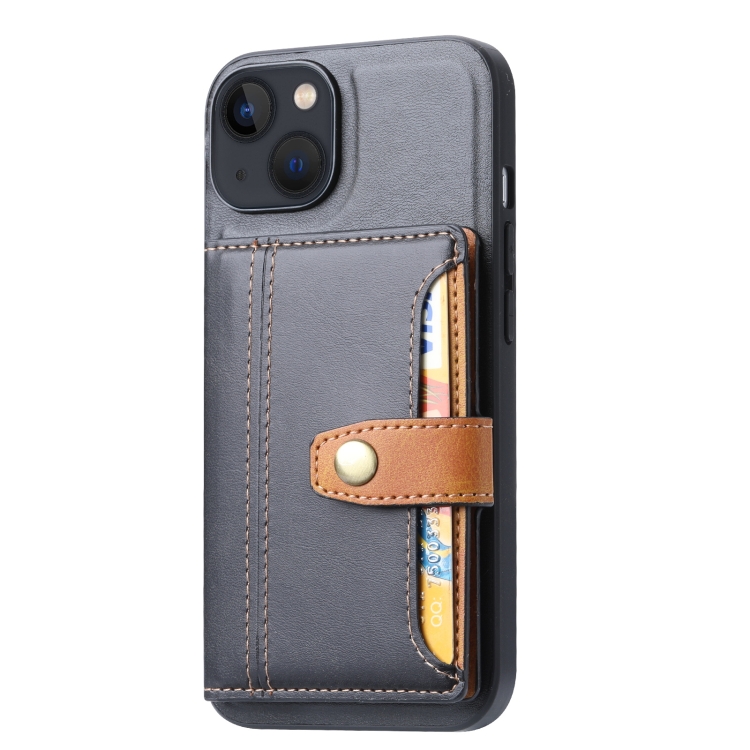 For iPhone 15 Plus Calfskin Card Slot TPU + PU Phone Case(Black) - Image 2