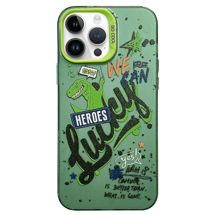 For iPhone 14 Pro English Characters PC Phone Case(Dinosaur)