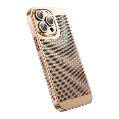 For iPhone 13 Pro Max Ice Sense Heat Dissipation Electroplating PC Phone Case(Champagne Gold)