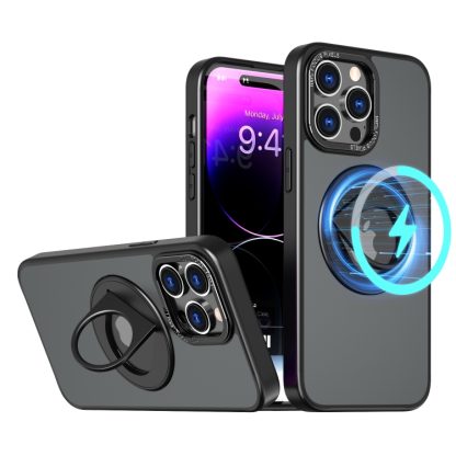 For iPhone 13 Pro Rotating Ring Magnetic Holder Phone Case(Black) - Image 2