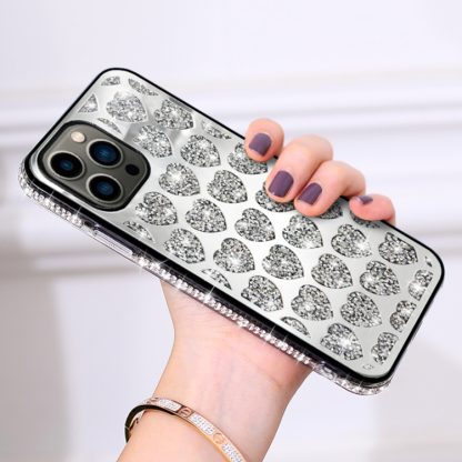 For iPhone 13 Pro Love Hearts Diamond Mirror TPU Phone Case(Silver) - Image 3