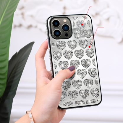 For iPhone 13 Pro Love Hearts Diamond Mirror TPU Phone Case(Silver) - Image 4