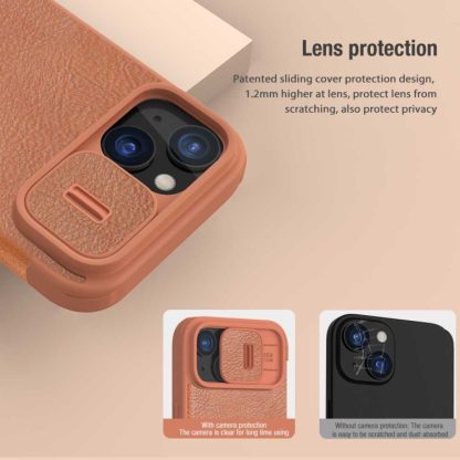 For iPhone 15 NILLKIN QIN Series Pro Sliding Camera Cover Design Leather Phone Case(Black) - Image 3