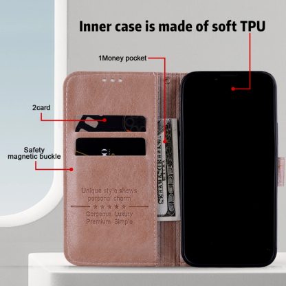 For iPhone 13 mini Skin Feeling Oil Leather Texture PU + TPU Phone Case(Champagne) - Image 3