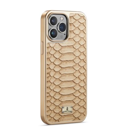 For iPhone 14 Fierre Shann Python Texture Electroplating PU Phone Case(White) - Image 2