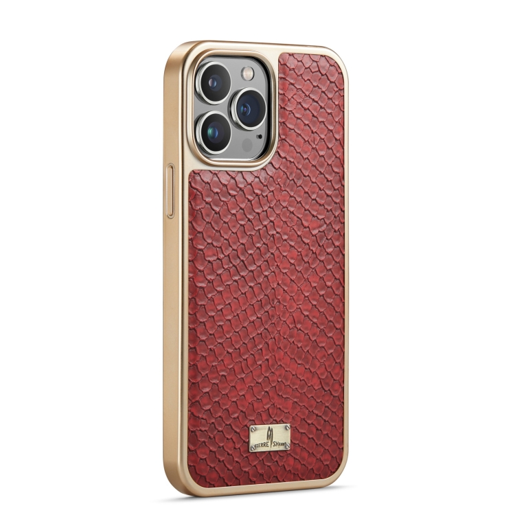 For iPhone 15 Fierre Shann Snake Texture Electroplating PU Phone Case(Red) - Image 2