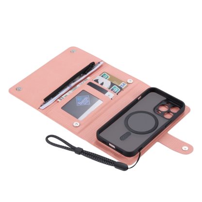 For iPhone 13 Pro ViLi GHB Series MagSafe Magnetic Zipper Leather Phone Case(Pink)