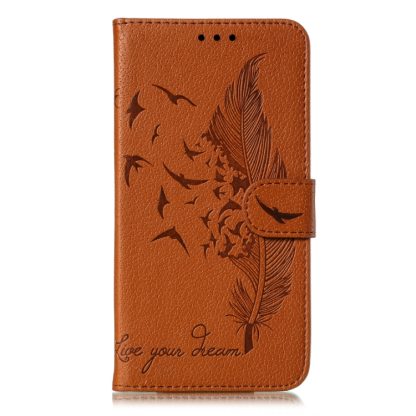 For iPhone 15 Feather Pattern Litchi Texture Leather Phone Case(Brown) - Image 2