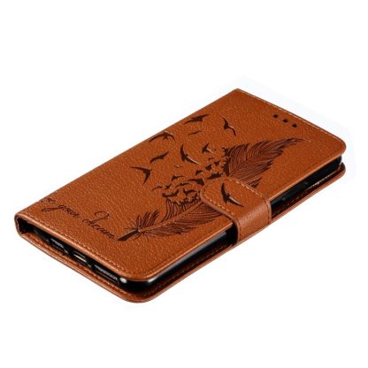 For iPhone 15 Feather Pattern Litchi Texture Leather Phone Case(Brown) - Image 3