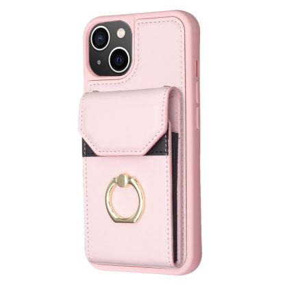 For iPhone 14 Plus BF29 Organ Card Bag Ring Holder Phone Case(Pink) - Image 2