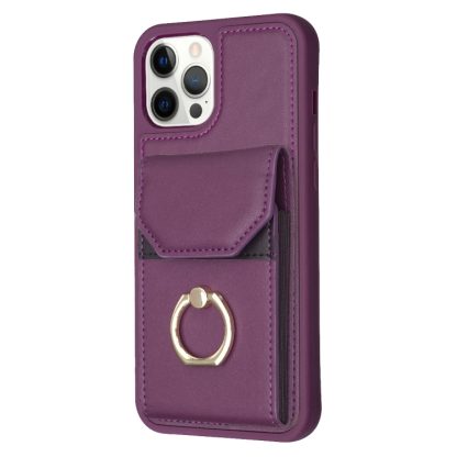 For iPhone 14 Pro Max BF29 Organ Card Bag Ring Holder Phone Case(Dark Purple) - Image 2