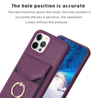 For iPhone 14 Pro Max BF29 Organ Card Bag Ring Holder Phone Case(Dark Purple) - Image 3