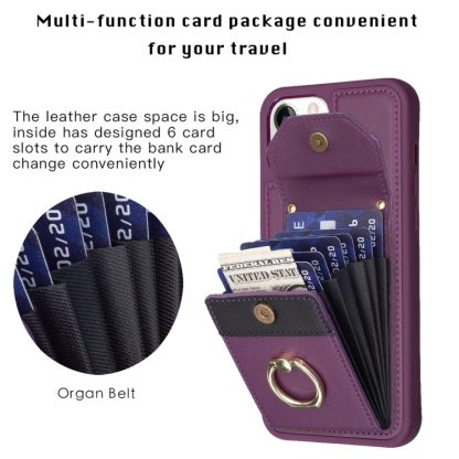 For iPhone 14 Pro Max BF29 Organ Card Bag Ring Holder Phone Case(Dark Purple) - Image 4