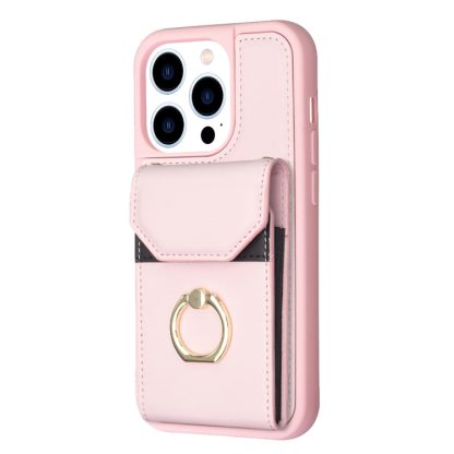 For iPhone 13 Pro BF29 Organ Card Bag Ring Holder Phone Case(Pink) - Image 2