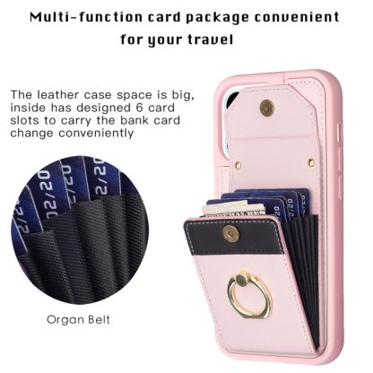 For iPhone 13 Pro BF29 Organ Card Bag Ring Holder Phone Case(Pink) - Image 4