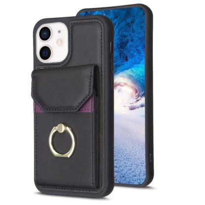 For iPhone 11 BF29 Organ Card Bag Ring Holder Phone Case(Black)